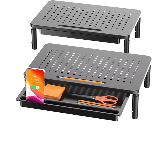 Metal Computer Monitor Laptop Riser Stand With Phone Holder